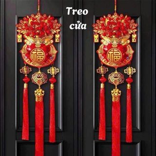 Liễn trang trí hình túi tiền chữ Phúc tua chỉ dài 75x20cm