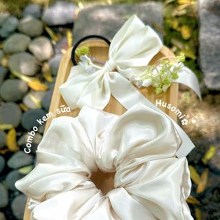 Combo cột tóc scrunchies Satin Nơ