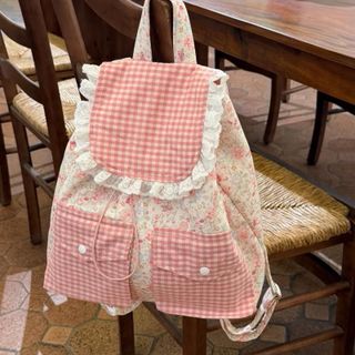 Balo Thiết Kế Phối Màu Xinh Xắn Cotton Dày Dặn Kết Hợp Linen Cao Cấp Họa Tiết Caro Hoa Nhí Vintage Siêu Dễ Phối Đồ