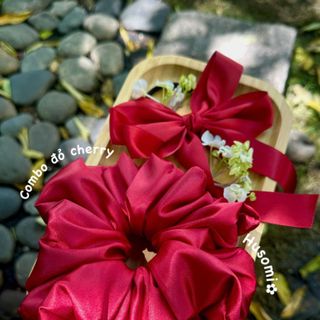 Combo cột tóc scrunchies Satin Nơ