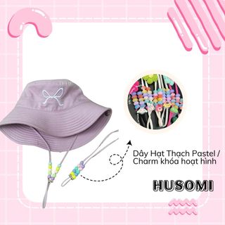 Mũ Bucket Nữ thêu HÌNH NƠ (Dây Có Thể Tháo Rời) Chất Liệu Kaki Phong Cách Hàn Quốc Form Unisex phù hợp đi chơi, dạo phố, du lịch