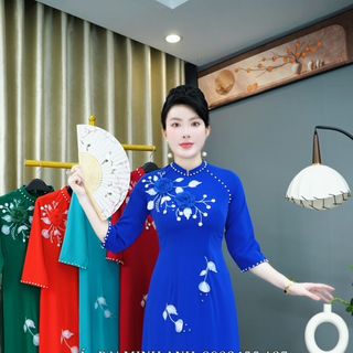 ái dài lụa đính kết