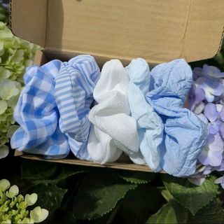 Combo 5 dây buộc tóc Scrunchies nữ đẹp – dây cột tóc vải nhung, lụa, caro | Set phụ kiện tóc xinh