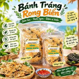 🌿 BÁNH TRÁNG TRỘN RONG BIỂN XÈKI 200GR – VỊ RONG BIỂN THƠM NGON, ĂN LÀ GHIỀN!