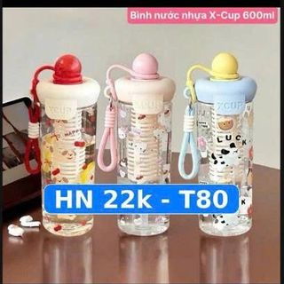 Bình Nước Nhựa X-Cup 600ml Núm Tròn (THÙNG 60C)