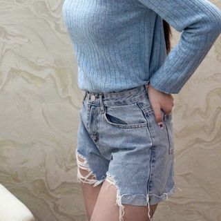Áo len bo cổ trụ viền trắng tay dài-AL01