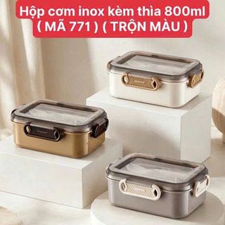 Hộp cơm inox kèm thìa 800ml mã 771 ( THÙNG 48C )