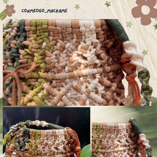 Túi Đeo Chéo Macrame Handmade Miệng Rút Đựng Điện Thoại Boho | CONMEOGO_MACRAME