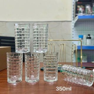 Bộ 6 Cốc Thủy Tinh Ca Rô, Ô Vuông 350ml H020 ( THÙNG 8B)