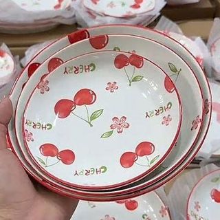 ĐĨA SỨ ẢO CHERRY ĐỎ SIZE 9 - 22cm (T40)