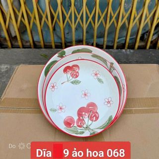 ĐĨA SỨ ẢO CHERRY ĐỎ SIZE 9 - 22cm (T40)