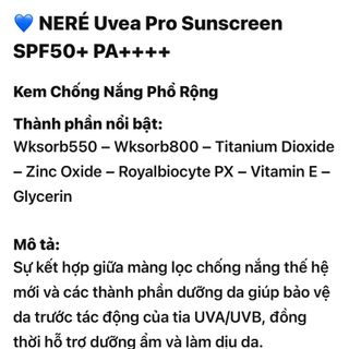 Kem Chống Nắng Neré Uvea Pro Sunscreen SPF50+ PA+++ 30g Hỗ Trợ Bảo Vệ Da Nâng Tông Nhẹ Mỏng Nhẹ Dễ Tán