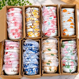 BỘ 10 CHÉN SỨ CAO CẤP HỌA TIẾT HOA HỒNG CÓ HỘP (T12)