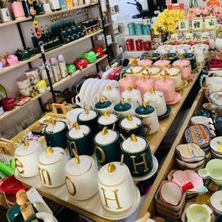 Bộ Bộ 3 Hũ Đựng Gia Vị Sứ Màu Xanh Trắng Tráng Men Cao Cấp giá sỉ - giá bán buôn