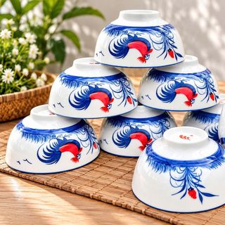 BỘ 10 CHÉN SỨ CAO CẤP HỌA TIẾT CON GÀ CÓ HỘP (T12)