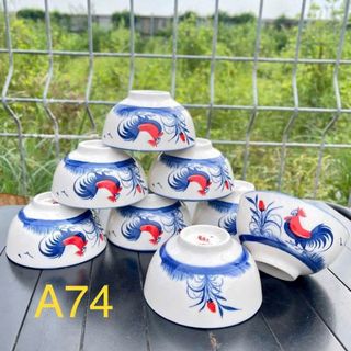 BỘ 10 CHÉN SỨ CAO CẤP HỌA TIẾT CON GÀ CÓ HỘP (T12)