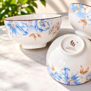 BỘ 10 CHÉN SỨ CAO CẤP HỌA TIẾT HOA XANH CÓ HỘP (T12)