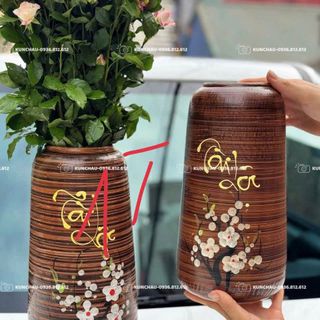 Bình Hoa, Lọ Hoa Vân Gỗ Tài Lộc 30CM (TÚI 9C )