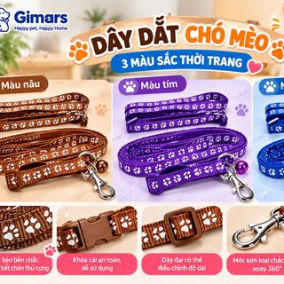 Dây dắt chó mèo kèm vòng cổ có chuông GIMARS