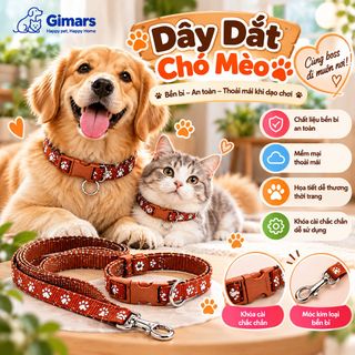 Dây dắt chó mèo kèm vòng cổ có chuông GIMARS