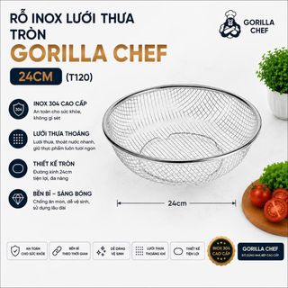 RỖ INOX LƯỚI THƯA TRÒN GORILLA CHEF 24cm (T120)