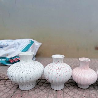Lọ Hoa, Bình Hoa Lồng Đèn 23cm Trắng (TÚI 12C)