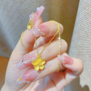 Dây chuyền nữ hoa anh đào năm cánh tone vàng thanh lịch Dây Chuyền Hoa Anh Đào