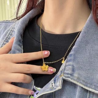 Dây chuyền nữ hoa anh đào năm cánh tone vàng thanh lịch Dây Chuyền Hoa Anh Đào