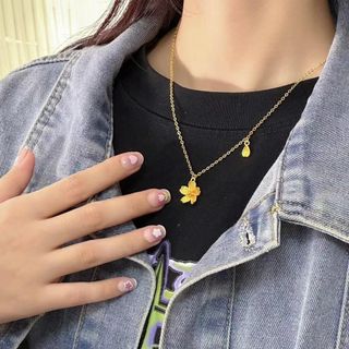 Dây chuyền nữ hoa anh đào năm cánh tone vàng thanh lịch Dây Chuyền Hoa Anh Đào