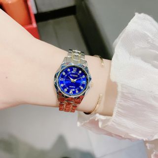 Set đồng hồ nữ phối trang sức cỏ bốn lá xanh thẳm sang trọng Gossie Kim Cương Cỏ Bốn Lá Xanh Thẳm