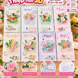 THIỆP 3D HÌNH NỔI THEO CHỦ ĐỀ  SIZE (21.5x12)cm