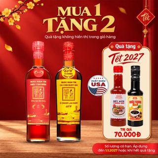 [Tặng Sốt trộn gỏi và Nước tương 3in1] Combo Hiệu Tôm Biển 45N 500ml và Cá Cơm Ruột Đỏ 60N 500ml Nước mắm Tĩn
