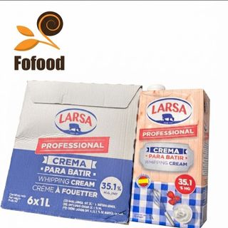 [Sỉ Fofood] Whipping Cream Larsa Professional 35.1% Nhập Khẩu Tây Ban Nha - Thùng 6 Hộp (Chuyên Pha Chế & Làm Bánh)