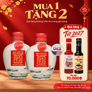 [Tặng Sốt trộn gỏi và Nước tương 3in1] COMBO 2 BÌNH GỐM Nước mắm Hiệu Tôm Biển Truyền Thống CAO CẤP 60N đạm - Nước mắm Tĩn - 500ml/bình Thơm Ngon Hảo Hạng