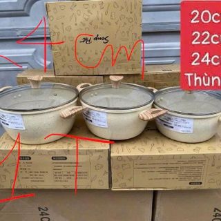 Nồi Nhật Vân Đá Quai Gỗ 24cm (THÙNG 8C)