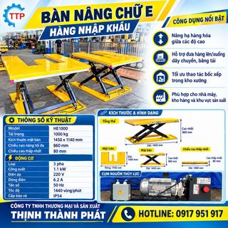 BÀN NÂNG CHỮ E TẢI TRỌNG 1000KG (MODEL NO: HE1000)- HÀNG NHẬP KHẨU