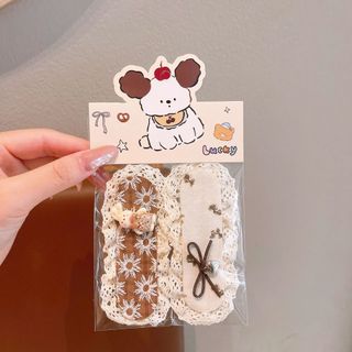 VỈ 2 DÁN TÓC TEM CÚN TRẮNG ĐÍNH CHARM (MIẾNG)