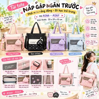 💥 TÚI TOTE NẮP GẬP A1266 - A1267 – TRẺ TRUNG, NĂNG ĐỘNG, DỄ PHỐI ĐỒ!