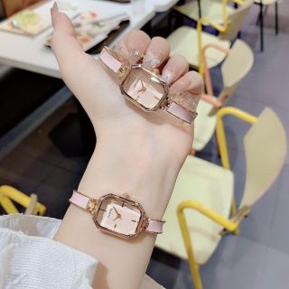 Đồng hồ nữ Gossie mặt vuông phối ceramic xanh sang trọng Gossie Lắc Ceramic Luxe