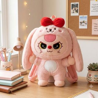 🧸 BALO NHỒI BÔNG BABY THREE NƠ ĐỎ – MẪU XINH CHO TEAM MÊ ĐỒ ĐÁNG YÊU!