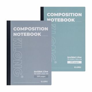 Sổ kẻ ngang may dán gáy KLONG Composition Notebook InviDot Line A4 200 trang 70/92 - TP214