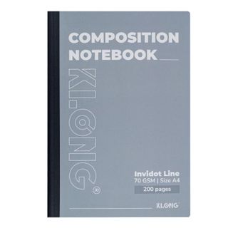 Sổ kẻ ngang may dán gáy KLONG Composition Notebook InviDot Line A4 200 trang 70/92 - TP214