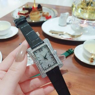 Đồng hồ nữ Funmei F2076 chính hãng - Mặt vuông đính đá, dây da nhiều màu - Sỉ từ 5 chiếc