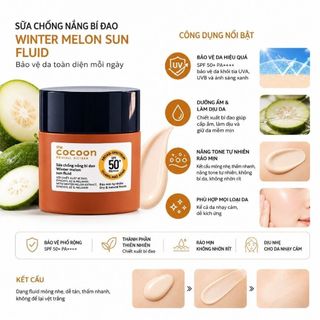 Sữa Chống Nắng Bí Đao Cocoon 15ml ráo mịn tự nhiên SPF 50+, UVA-PF 62.6