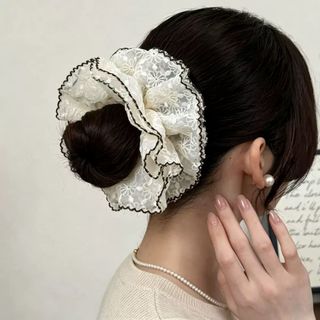 🌸 DÂY BUỘC TÓC SCRUNCHIES REN HOA VINTAGE SIZE LỚN VIỀN CHỈ NÂU - PHỤ KIỆN TÓC HÀN QUỐC TIỂU THƯ 🌸