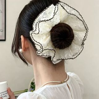 🌸 DÂY BUỘC TÓC SCRUNCHIES REN HOA VINTAGE SIZE LỚN VIỀN CHỈ NÂU - PHỤ KIỆN TÓC HÀN QUỐC TIỂU THƯ 🌸