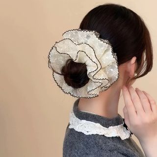 🌸 DÂY BUỘC TÓC SCRUNCHIES REN HOA VINTAGE SIZE LỚN VIỀN CHỈ NÂU - PHỤ KIỆN TÓC HÀN QUỐC TIỂU THƯ 🌸