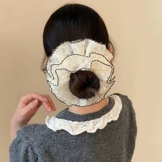 🌸 DÂY BUỘC TÓC SCRUNCHIES REN HOA VINTAGE SIZE LỚN VIỀN CHỈ NÂU - PHỤ KIỆN TÓC HÀN QUỐC TIỂU THƯ 🌸