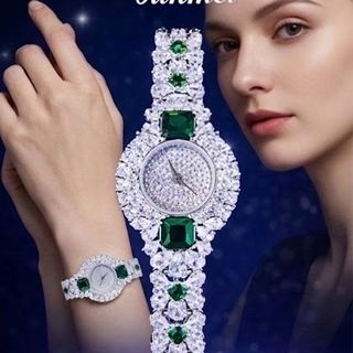 Đồng hồ nữ Funmei F2177 chính hãng - Sắc emerald giữa miền ánh bạc - Sỉ từ 5 chiếc