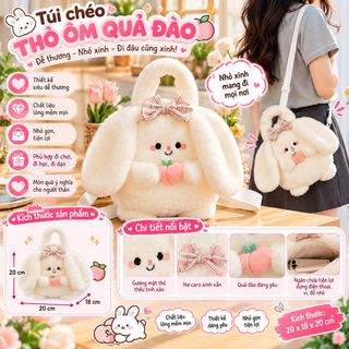 🍑TÚI ĐEO CHÉO THỎ QUẢ ĐÀO – NHỎ XINH, ĐỘC ĐÁO, CỰC ĐÁNG YÊU!